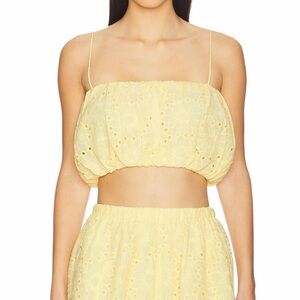 Lovers + Friends Sunny Yellow Eyelet Top